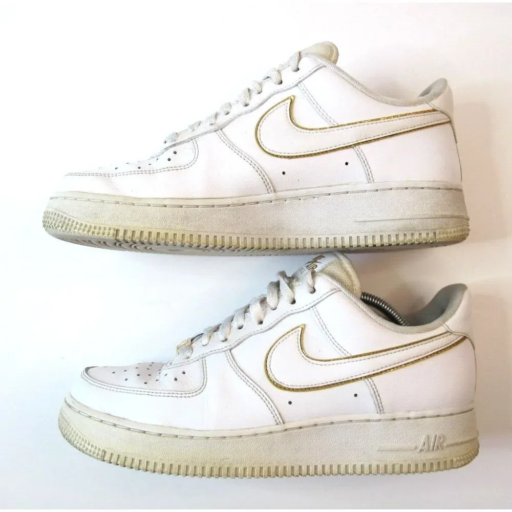 Nike Air‎ Force 1 AO2132-102 Women's White Gold Low Top Sneakers